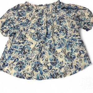 Counterparts Blue Floral Off-Shoulder Peasant Top XL